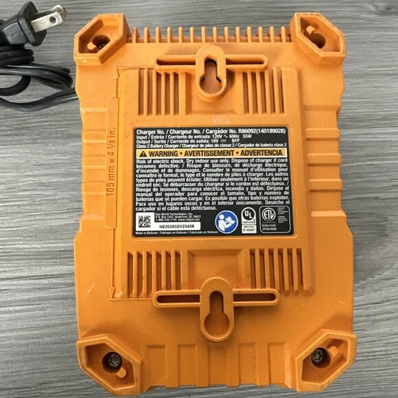 RIDGID OEM R86092 Dual Chemistry 18V Lithium Ion / NiCad Battery Charger - Picture 7 of 8